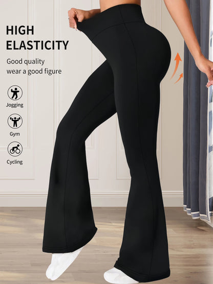 Women's Spring and Summer High-Waisted Tight-Fitting Flared Pants, Slim Leg Long Black Pants, Thin Wide Leg Pants for Slim Women