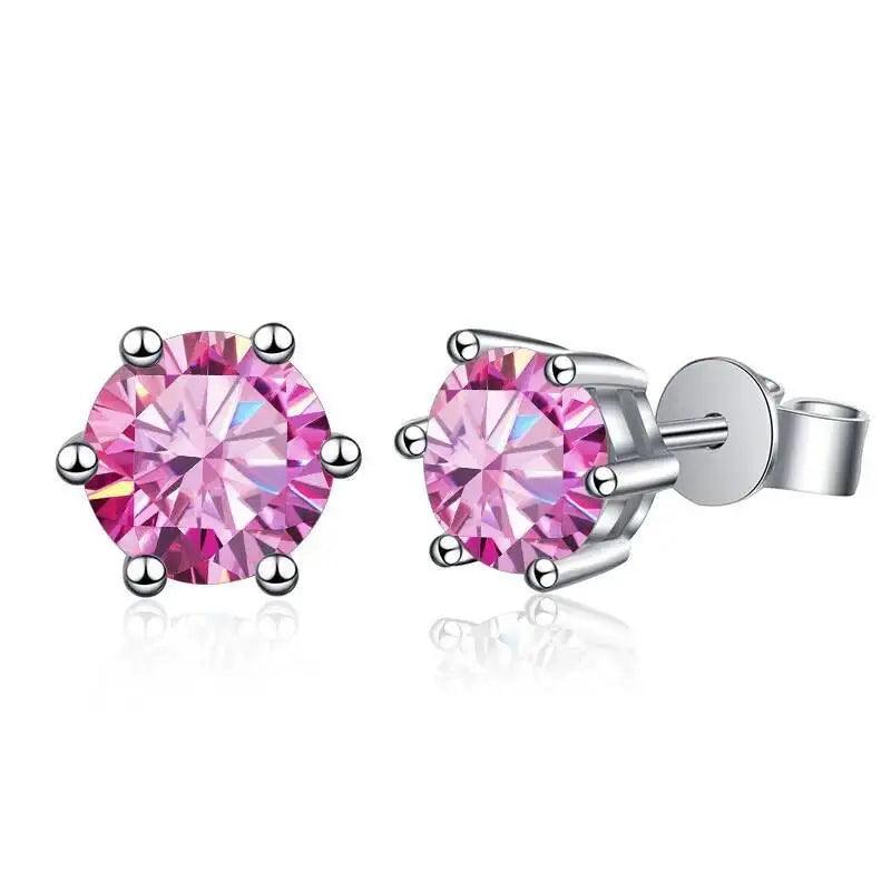 TY D Color Brilliant Round Cut Lab Moissanite Dia Stud Earrings For Women 925 Sterling Silver Plated Wedding Fine Jewelry Gift