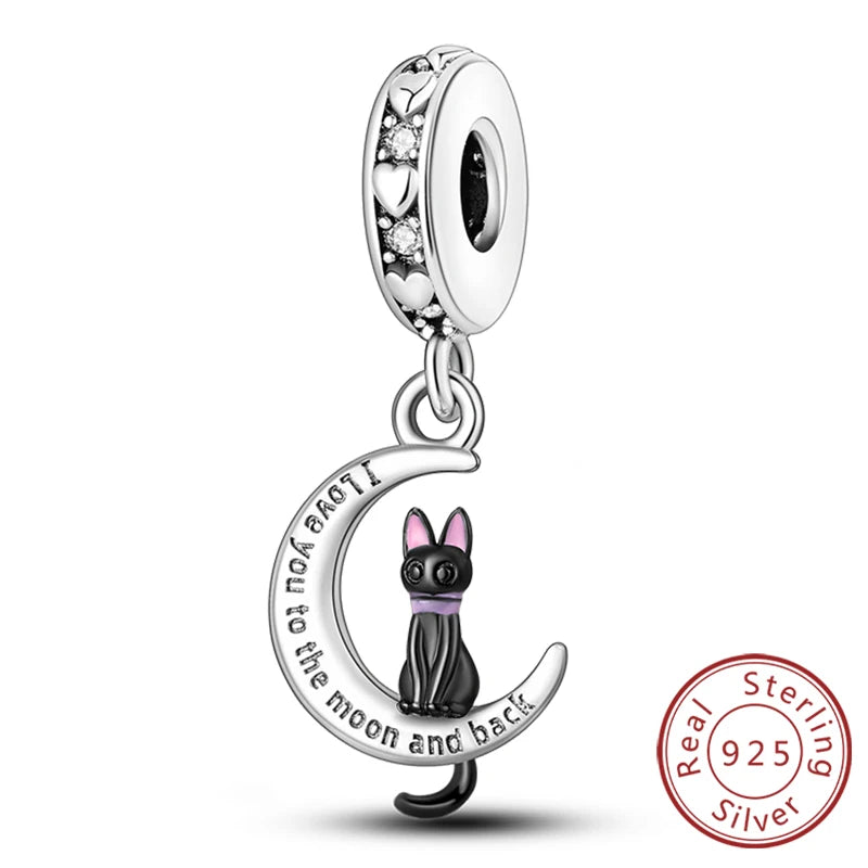 Charms 925 Sterling Silver Dog Cat Paw Print Love Pets Charms Beads Fit Original Bracelets Necklaces Pendant Women DIY Jewelry