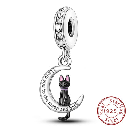 Charms 925 Sterling Silver Dog Cat Paw Print Love Pets Charms Beads Fit Original Bracelets Necklaces Pendant Women DIY Jewelry