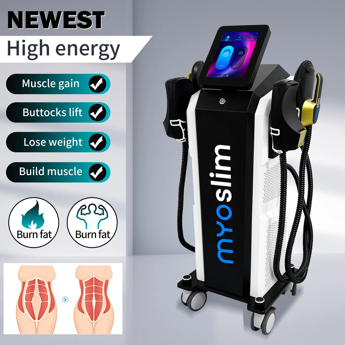 HI-EMT Muscle Stimulation EMS Neo Machine  Professional MYOslim Electromagnetic 4 Handles Body Sculpting  Beauty Equipment