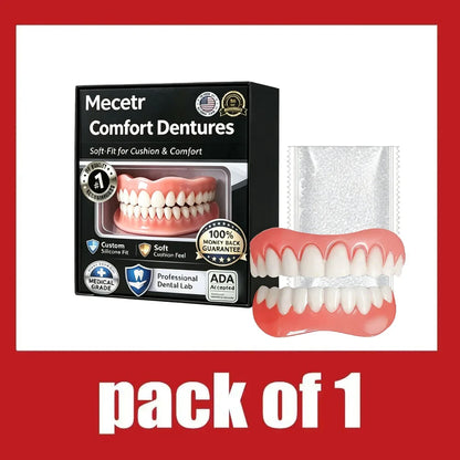 Full Set Natural Dentures Upper & Lower Silicone Fake Teeth Braces Comfort Fit Instant Confidence Smile Oral Care For Men Women