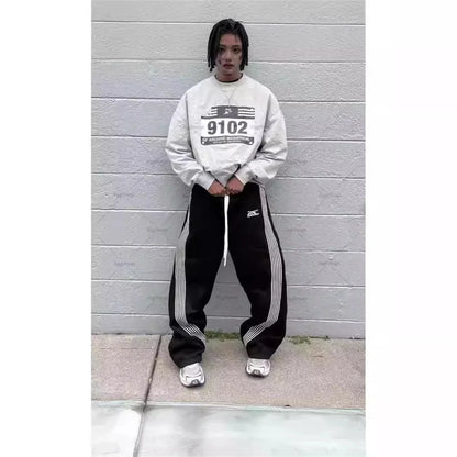 Y2k Gray Casual Pants Vintage Functional Tactical Men's Women's Premium Jogging Wide Leg Pants Drawstring Streetwear Sweatpants
