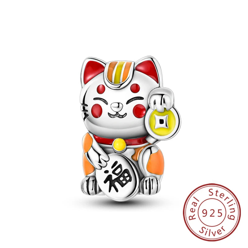 Charms 925 Sterling Silver Dog Cat Paw Print Love Pets Charms Beads Fit Original Bracelets Necklaces Pendant Women DIY Jewelry