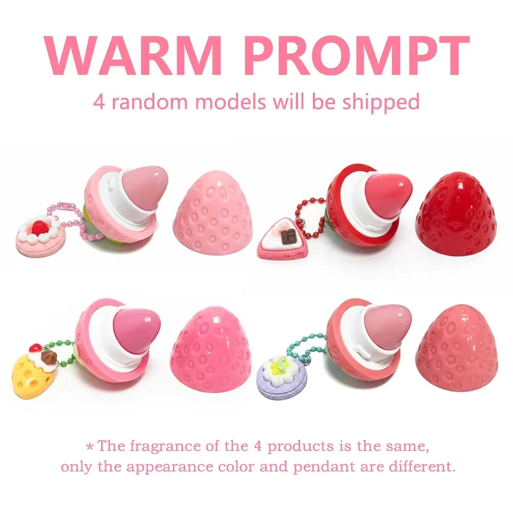 Cute Lip Balm Strawberry Wrinkle Repair Moisturizing and Plumping Lasting Hydrating Strawberry Shaped Lip Protector Women Gift