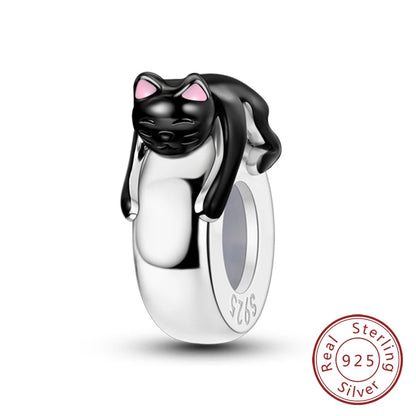 Charms 925 Sterling Silver Dog Cat Paw Print Love Pets Charms Beads Fit Original Bracelets Necklaces Pendant Women DIY Jewelry