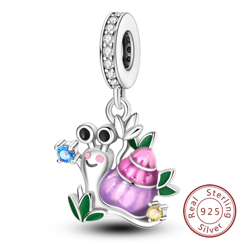 Charm 925 Sterling Silver Pink Pendant Charm Fit Original Charm Bracelet Necklace Beads DIY Jewerlry Accessories