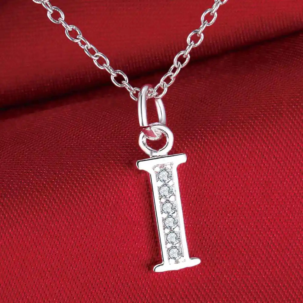 26 Letters 925 Sterling Silver Necklace Pendant Zircon For Women Exquisite Student Girlfriend Jewelry Accessories Wedding Gift