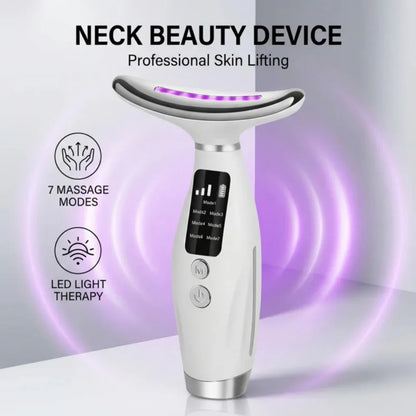 Neck Face Lifting Massager 7 Colors Light LED Photon Therapy Skin Tighten Wrinkle Remove Heating Vibration Massage Beauty Device
