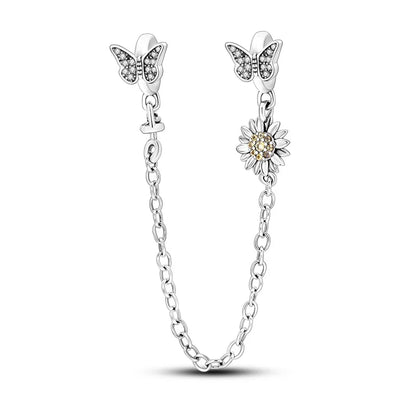 Safety Chain Charms Fit Original 925 Sterling Silver Charms Beads Moon Star Butterfly Heart Safety Chain For Women Jewelry Gifts