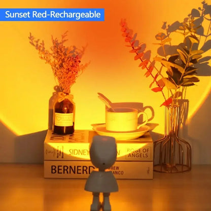 GGbingo Rechargeable Astronaut Robot Rainbow Projection Sun Lamp Table Night Light Sunset Lamp Dimming Bedroom Atmosphere Light