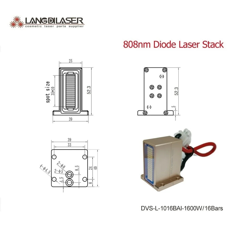 DVS-L-1016BAI Cosmetical-Diode-Laser-Stack With Output Power 1600W/16 Bars Assemble/Per Bar Power 100W /Warranty 10 Millions