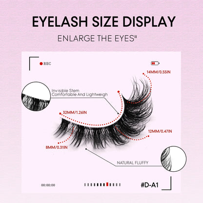 VELTRINAY Fake Lashes Mink Lashes Plush 3D False Eyelashes Clear Band Accent Cat Eye Lashes False Lashes Makeup