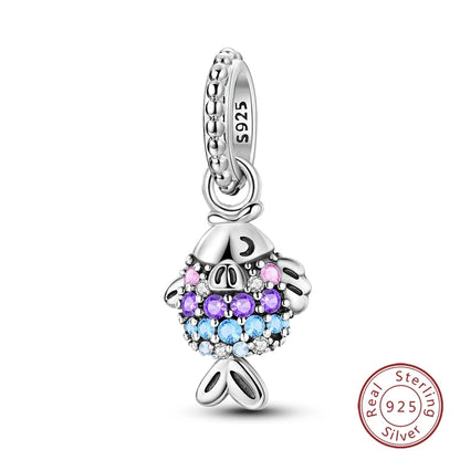 Fit Original 925 Sterling Silver Charms Beads Blue Luminous Whale Shark Seahorse Dolphin Charms For Women Fine DIY Jewelry Gifts