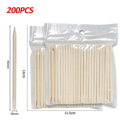 Nail Art Pusher Orange Wood Sticks Duable-head Pedicure Manicure Sticks for Salon Rhinestones Dotting Removal Nail Art Care Tool