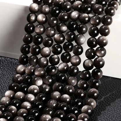 Natural Stone Golden Obsidian Bead Irisation Round Loose Spacer 4 6 8 10 12mm For Jewelry Making Diy Bracelet Necklace Accessory