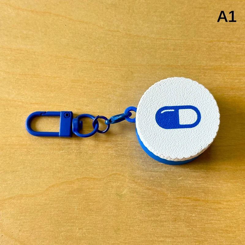 Mini Portable Plastic Pill Box with Keychain - Cross Symbol Medicine Case for Daily Use And Emergencies Sliding Capsule Holder