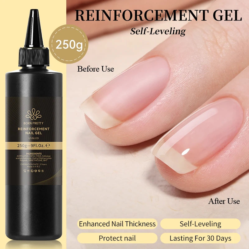 BORN PRETTY 250g Super Strong Nail Glue For False Nail Tips Press On Nails Refilled Package Base Gel Top Coat Matte Top Coat