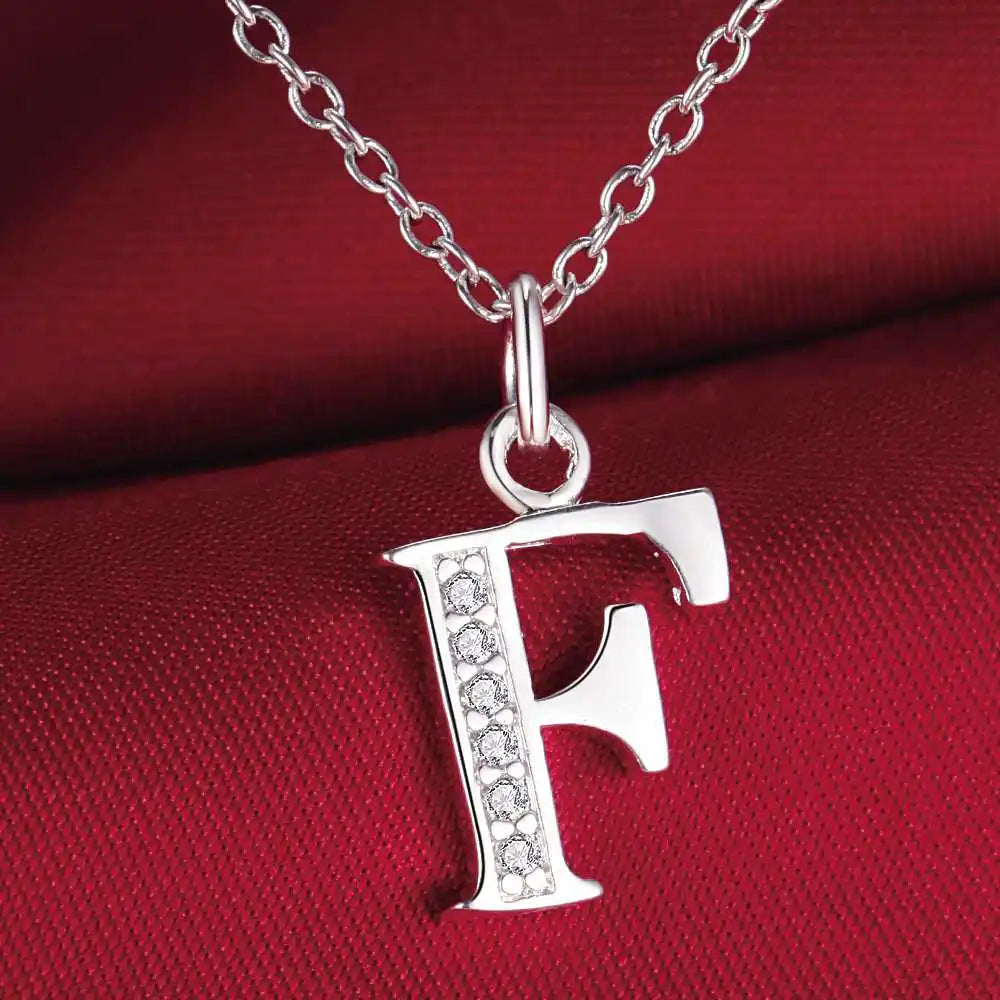 26 Letters 925 Sterling Silver Necklace Pendant Zircon For Women Exquisite Student Girlfriend Jewelry Accessories Wedding Gift