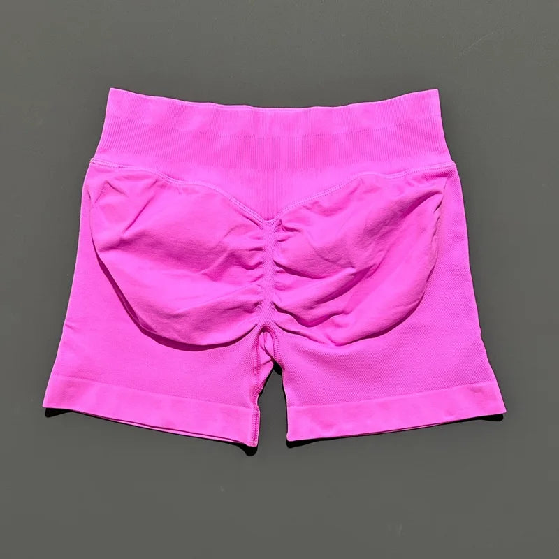 HISTELLO Sports Shorts 4.5" Women Yoga Shorts Seamless Low Waist Scrunch Bum Gym Leggings Workout Stretch Fitness Sports Shorts