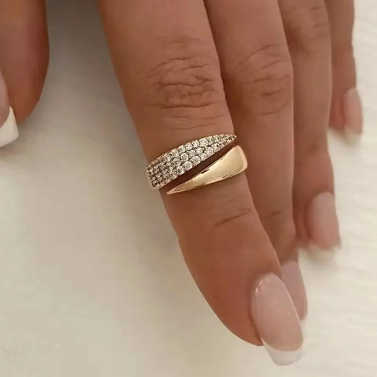 Gold Plated Sun Rings for Women Natural Stone Inlaid in Hollow Metal Texture Ring Trendy Jewelry