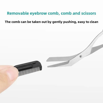 1Pc Safe Eyebrow Trimmer Black Eyebrow Scissors with Comb Hair Removal Shaver Eyebrows Shaping Makeup Tool  Stainless Steel 2025