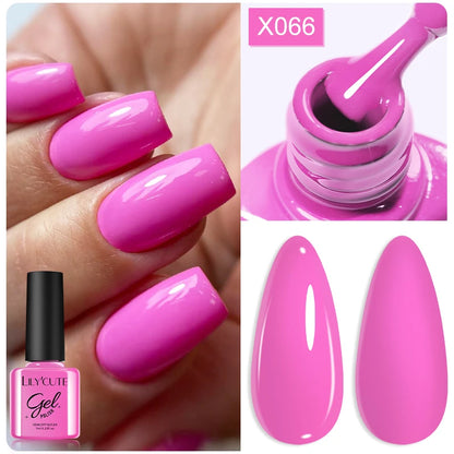 LILYCUTE 7ml Base Nowipe Top Coat Soak Off UV LED Gel Nail Polish Reinforcement Gel Semi Permanent Multifunction Gel Varnishes