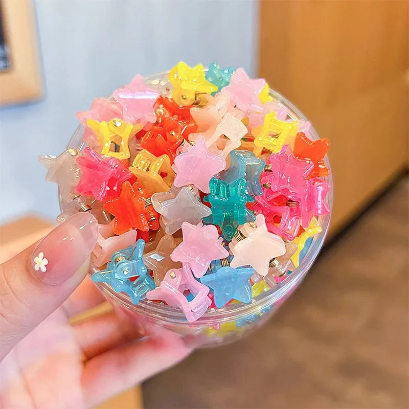 50Pcs Girls Cartoon Hair Clips Cute Small Claw Clips Flower Star Design Children's Fashion Hair Accessories Sweet Hairpin