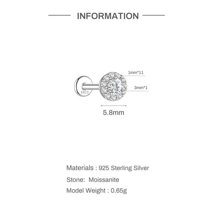 CANNER 0.5-1.2 Carat D Color Moissanite Ear Stud Earrings For Women 925 Sterling Silver Sparkling Piercing Earring Fine Jewelry