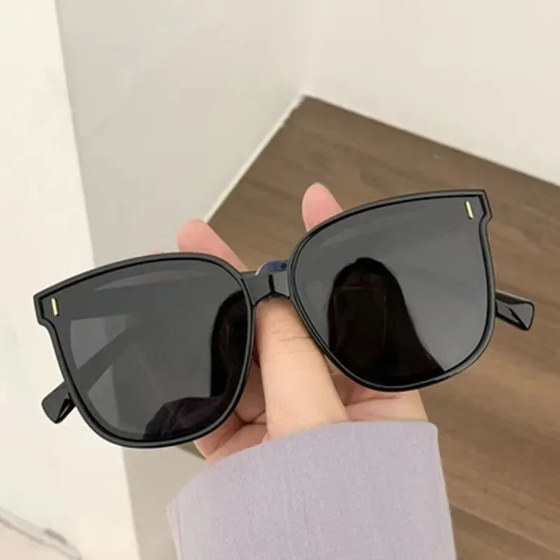 MJYIWANG Fashion Korean Personality Ins Trend Black Square Frame UV400 Sunglasses for Unisex Street Sunglass