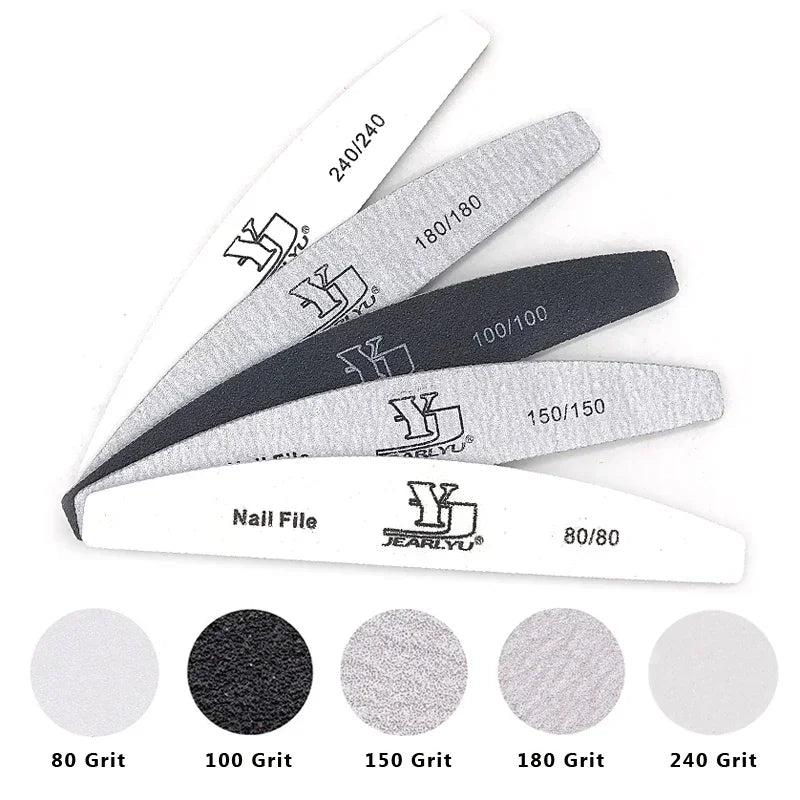 5Pcs Professional Nail File Set – 80/100/150/180/240 Grit Mix | Colorful Emery Boards for Shaping, Buffing & Cuticle Prep