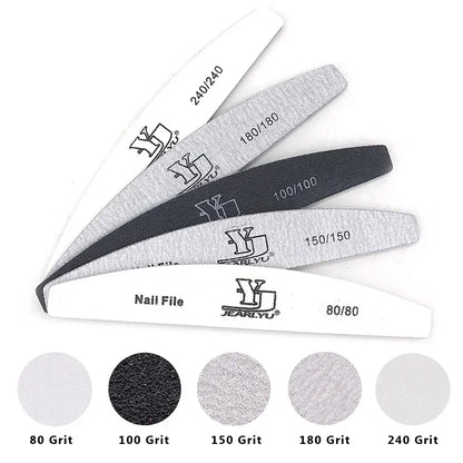 5Pcs Professional Nail File Set – 80/100/150/180/240 Grit Mix | Colorful Emery Boards for Shaping, Buffing & Cuticle Prep
