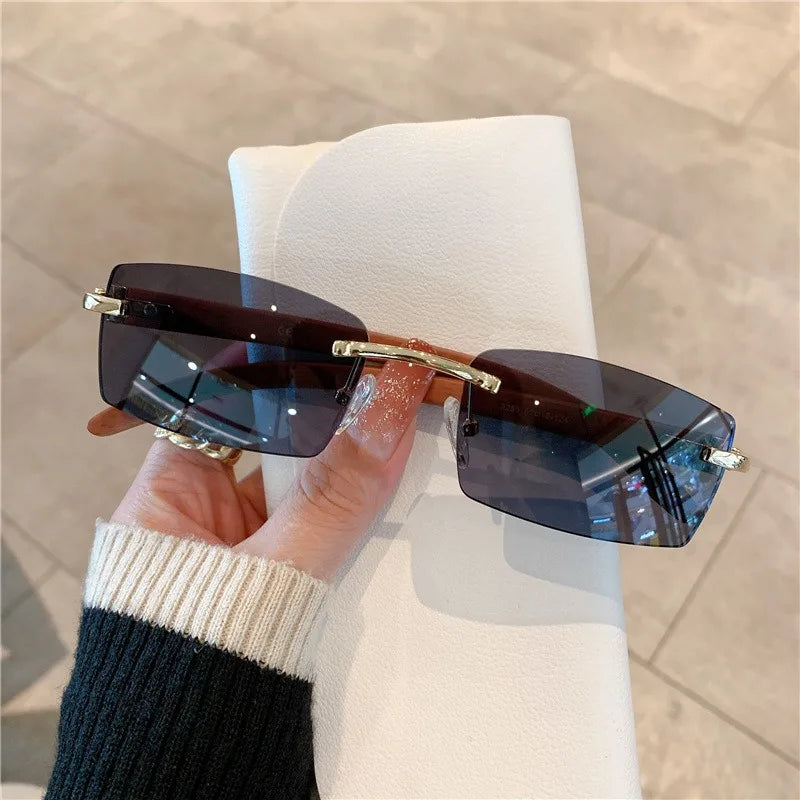 Frameless Sunglasses Modern Minimalist Square Unisex Daily Lightweight Fashion Retro Sunglasses