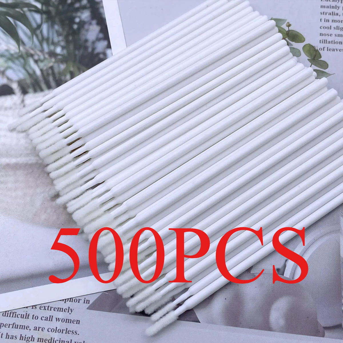100/500pcs Eyelash Cleaning Brush Lash Extension Micro Cotton Swab Individual Eyelashes Microbrush Beauty Makeup Clean Remover
