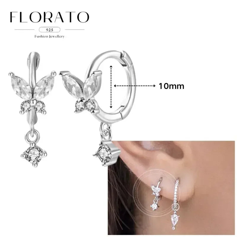 FLORATO 925 Sterling Silver Earrings Chain Tassel Pendant Earrings Zircon Silver Earrings for Women Trend Luxury Wedding Jewelry