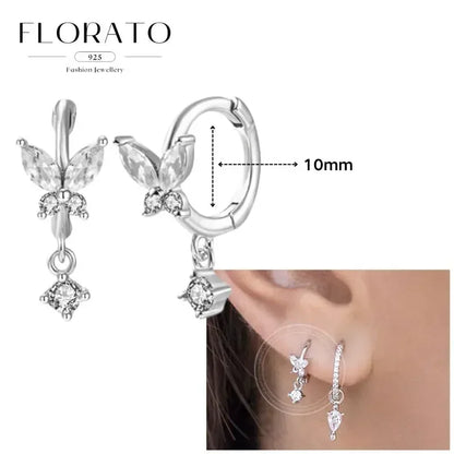 FLORATO 925 Sterling Silver Earrings Chain Tassel Pendant Earrings Zircon Silver Earrings for Women Trend Luxury Wedding Jewelry