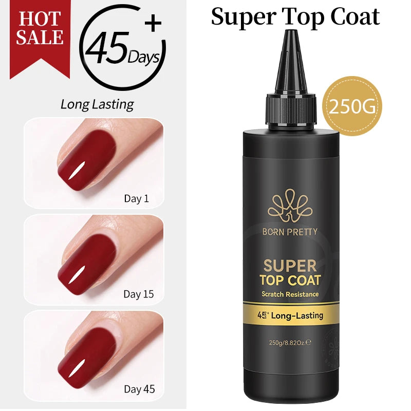 BORN PRETTY 250g Super Strong Nail Glue For False Nail Tips Press On Nails Refilled Package Base Gel Top Coat Matte Top Coat