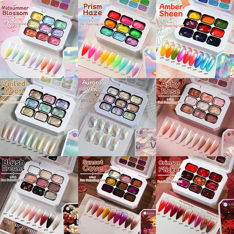 UR SUGAR 9 Colors Patting Painting Gel Nail Polish 4 In 1 Transfer French Design UV LED Soak Off Gel Varnish Gradient Pat Gel
