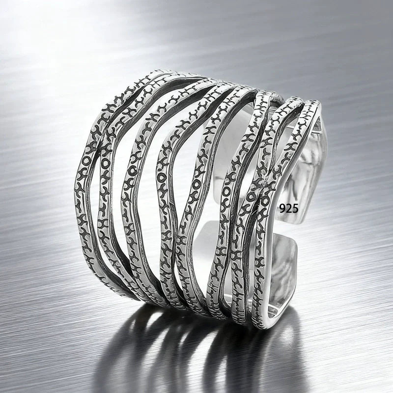 VENTFILLE 925 Sterling Silve Flower Ring for Women Gift Hollow Out Design Retro Hip Hop Versatile Jewelry Party Gift Dropship