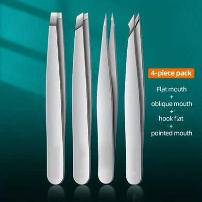 4pcs Professional Tweezers Set Perfect For Eyebrow Hair Removal Splinter & Ingrown Hair Removal & More With Storage Bag & For Me
