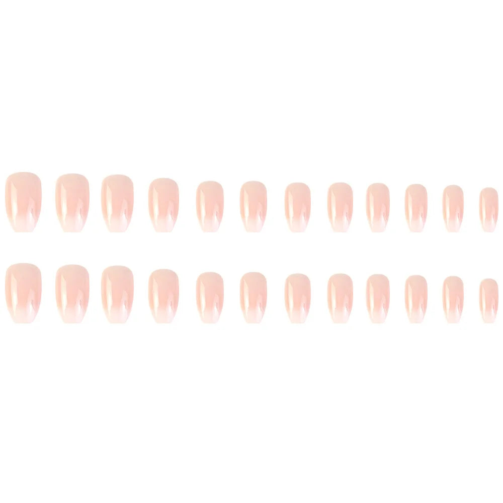 24 Pcs Ballerina Press On Nails Pink Gradient Fake Nails Glossy Artificial Finger Manicure Reusable False Nails For Women