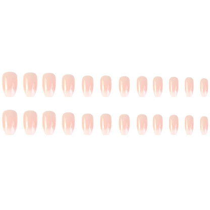 24 Pcs Ballerina Press On Nails Pink Gradient Fake Nails Glossy Artificial Finger Manicure Reusable False Nails For Women