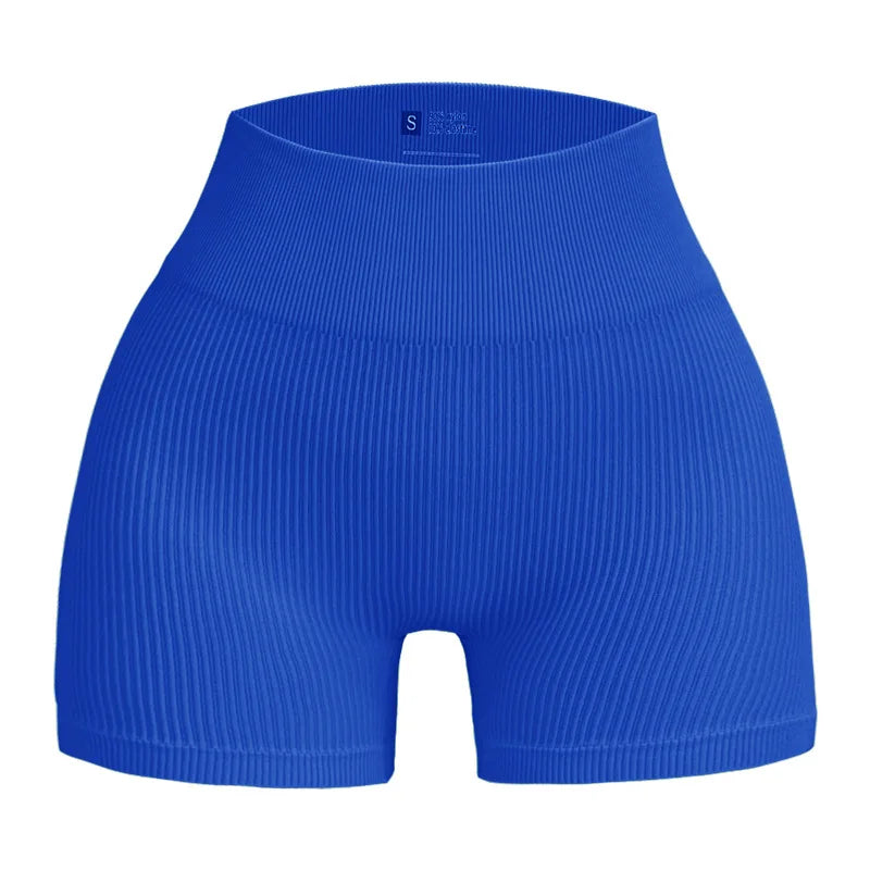 Women's Ribbed Knited Shorts Seamless Yoga Shorts Stretchy High Waist Shorts Sexy Hip Liftting Cycling Running Three Point Pants
