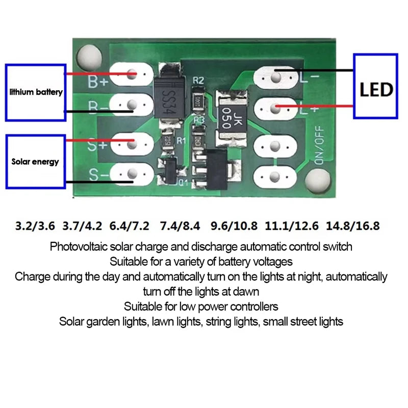 Diy Courtyard Street Light Solar Generator Charge Controller Auto Light Control Circuit Switch Lithium Battery Charging Board