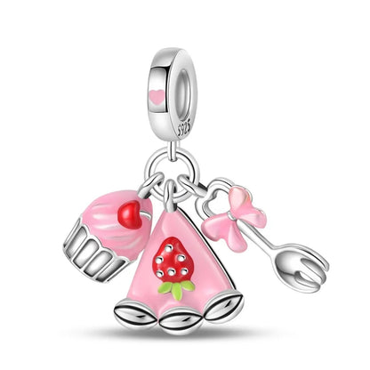 925 Silver Color Strawberry Cherry Apple Avocado Fruit Charms Beads Fit Qikaola 925 Original Bracelets Fine DIY Birthday Jewelry