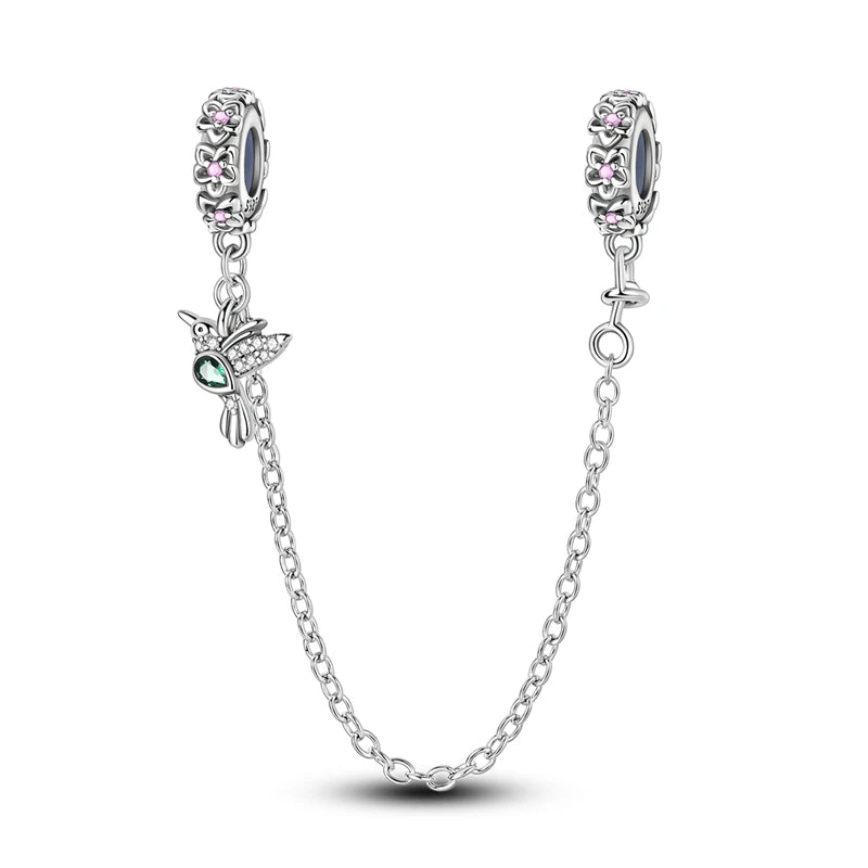 Safety Chain Charms Fit Original 925 Sterling Silver Charms Beads Moon Star Butterfly Heart Safety Chain For Women Jewelry Gifts