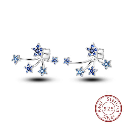 New 925 Sterling Silver Hoop Earrings Star Moon Stud Drop Earrings For Woman Party Wedding Accessories Fashion Jewelry Gift
