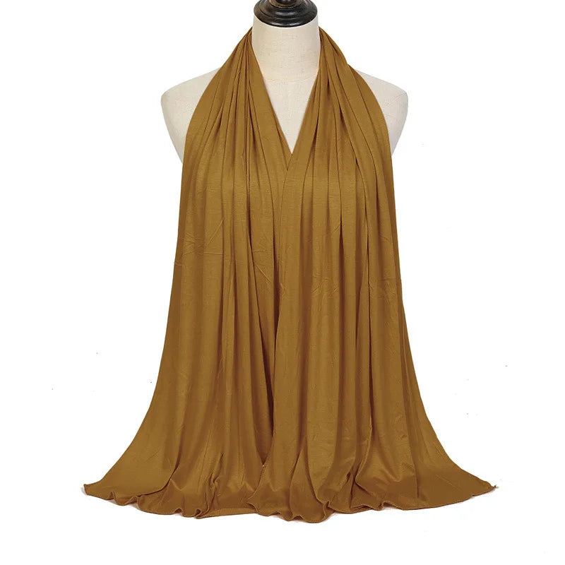 170x60cm Modal Jersey Instant Hijab Long Stretchy Soft Breathable Solid Color Head Wrap Shawl for Muslim Ladies Ramadan Prayer