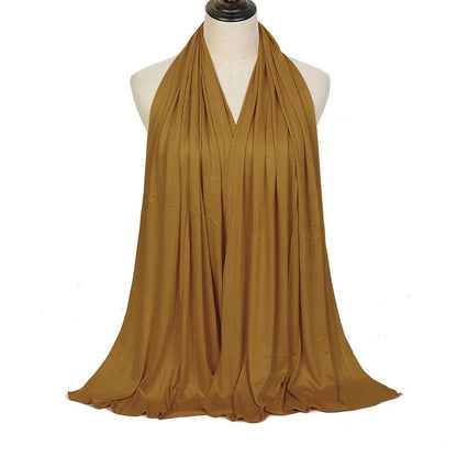 170x60cm Modal Jersey Instant Hijab Long Stretchy Soft Breathable Solid Color Head Wrap Shawl for Muslim Ladies Ramadan Prayer
