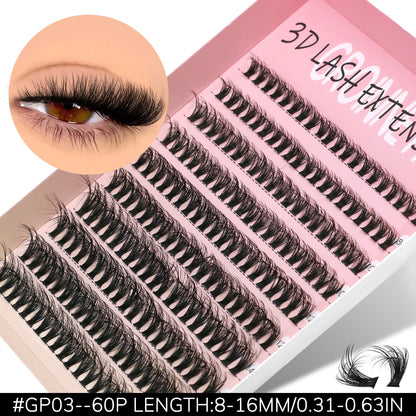 GROINNEYA DIY Eyelashes Cluster Lashes Lash Extension Natural Soft 100% Handmade Mink Lashes Reusable Makeup
